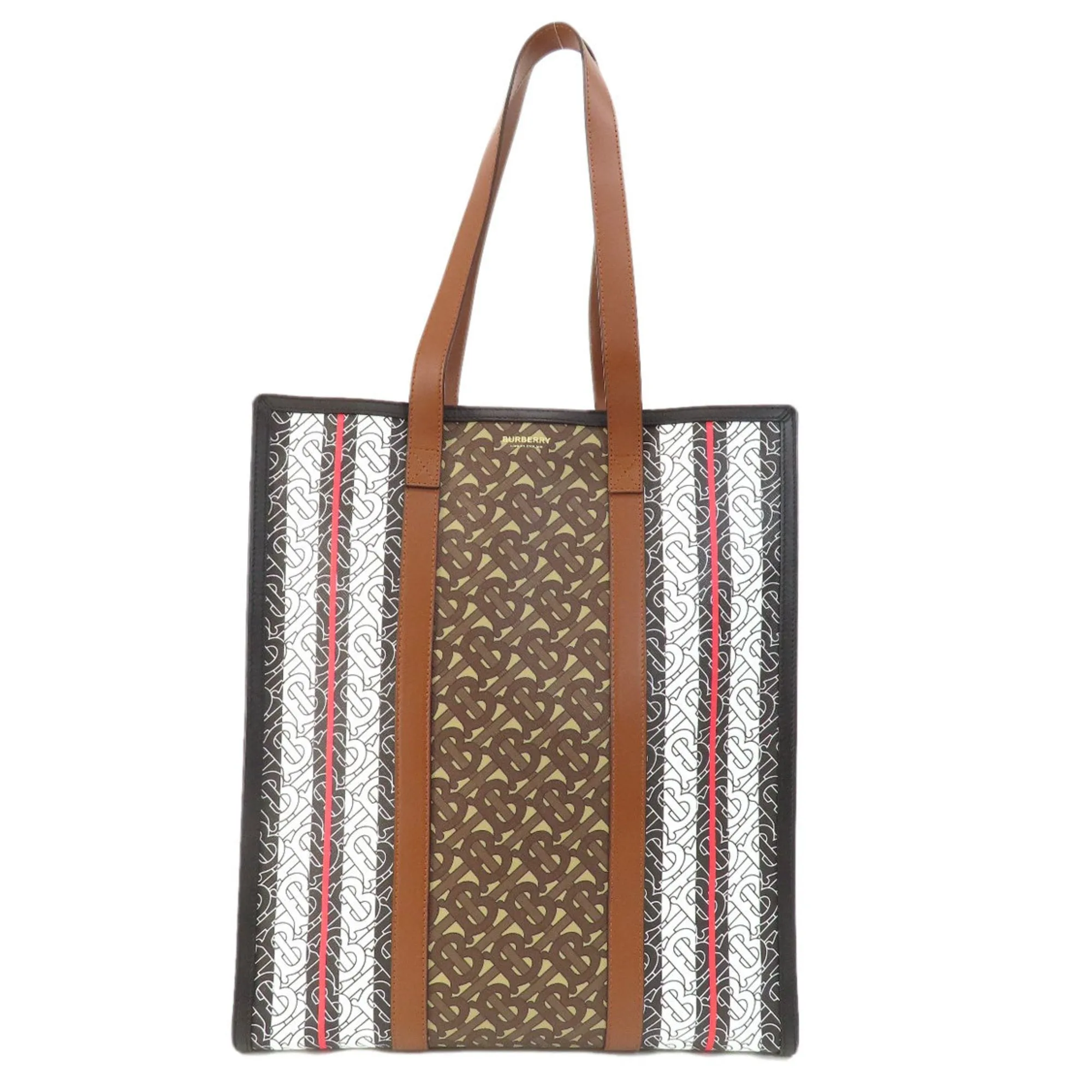 Burberry Stripe  Leather Tote Bag (Pre-Owned)