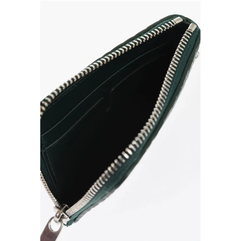 Burberry Textured Leather Wallet with Silver-Tone Chain