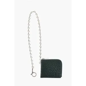 Burberry Textured Leather Wallet with Silver-Tone Chain