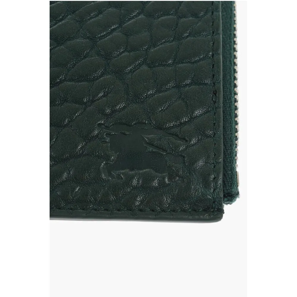 Burberry Textured Leather Wallet with Silver-Tone Chain