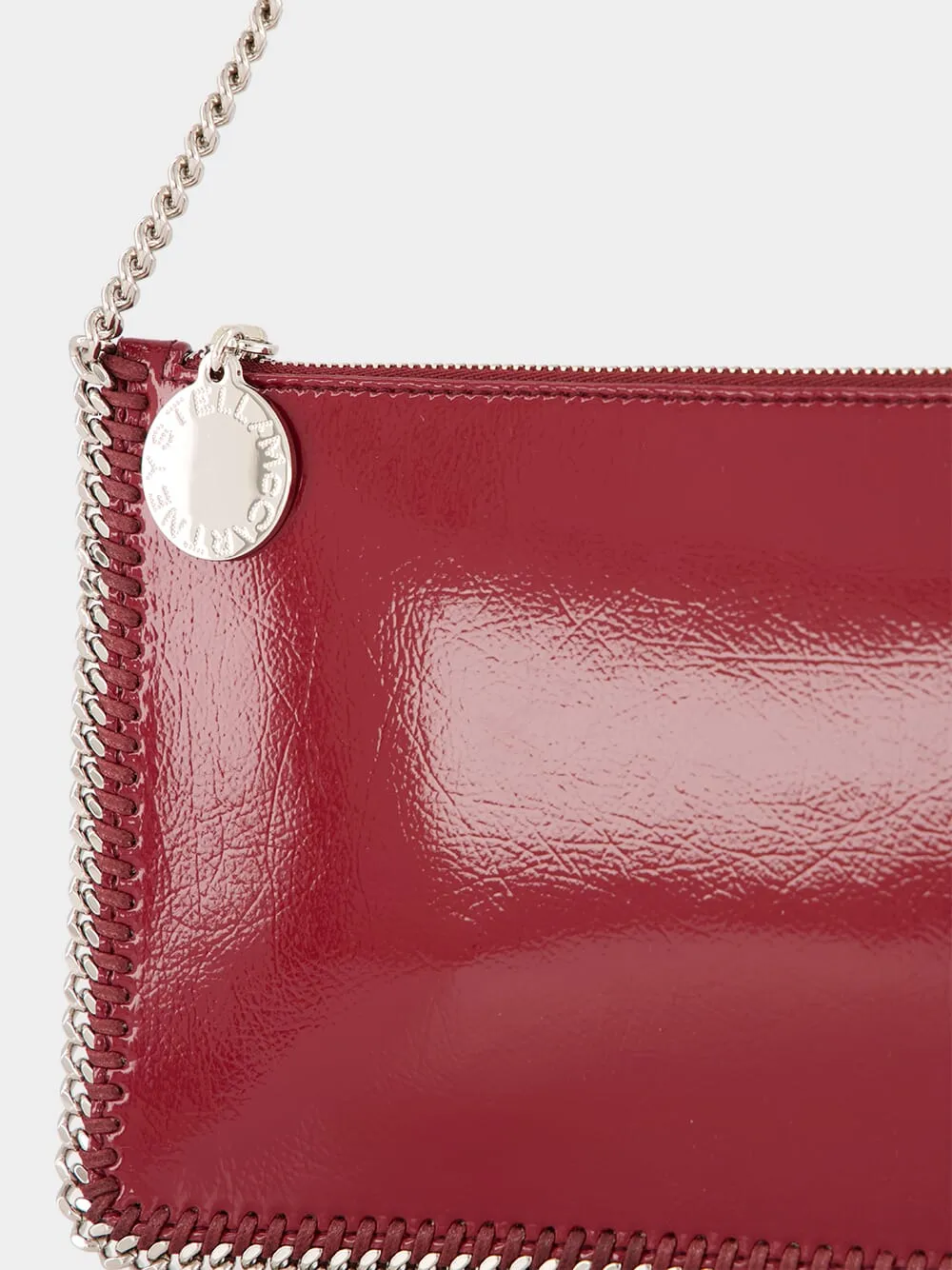 Burgundy Crinkled Patent Alter Mat Pochette with Chain