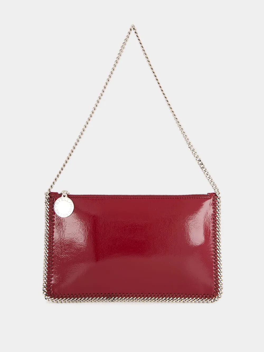 Burgundy Crinkled Patent Alter Mat Pochette with Chain