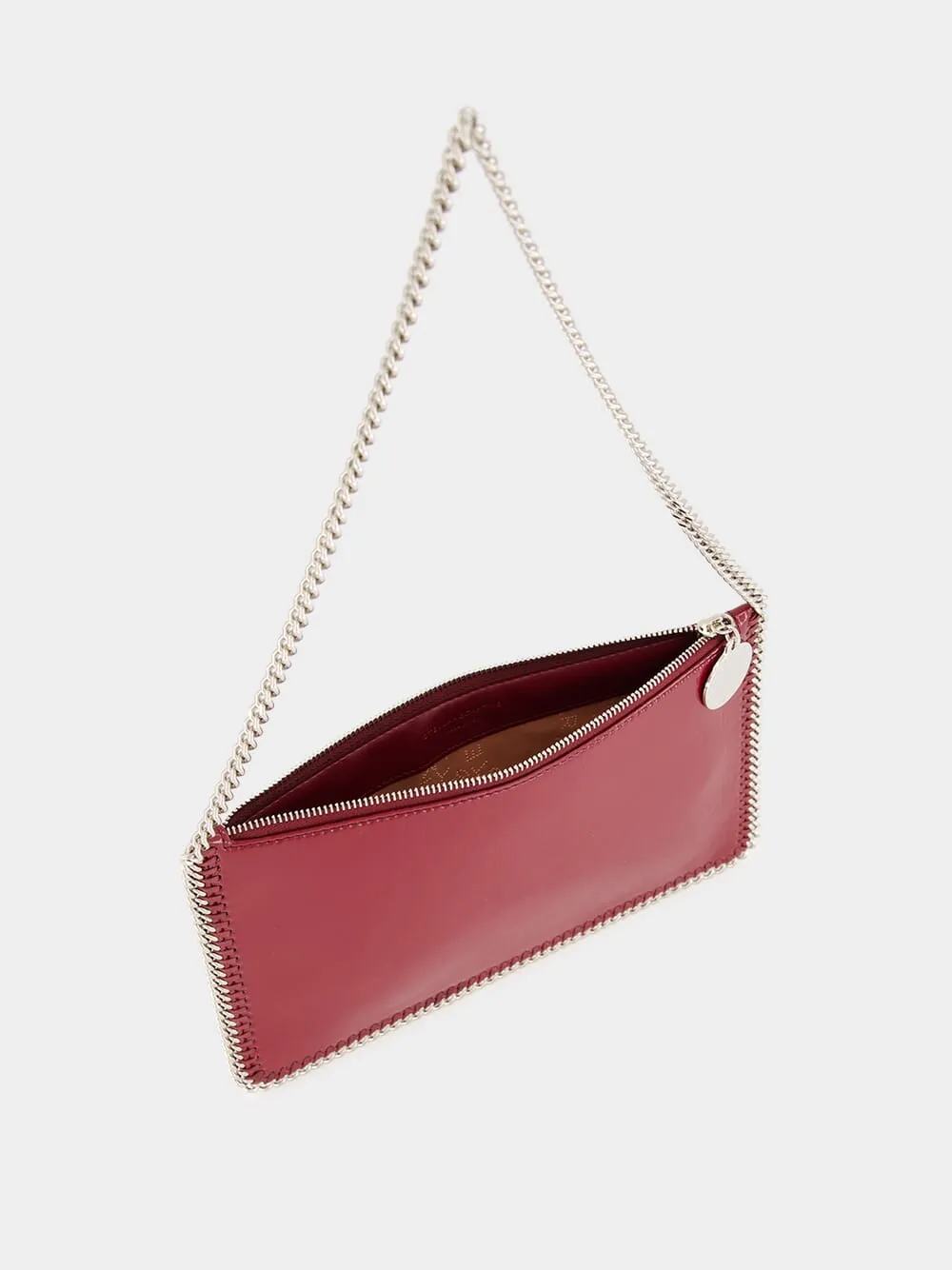 Burgundy Crinkled Patent Alter Mat Pochette with Chain
