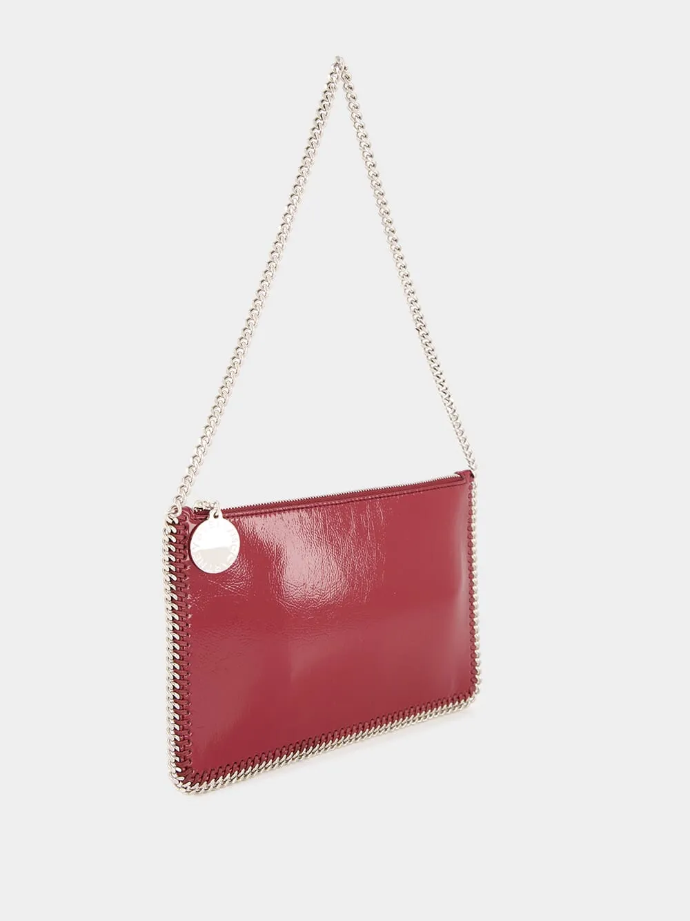 Burgundy Crinkled Patent Alter Mat Pochette with Chain
