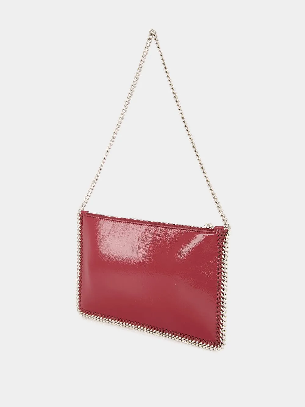 Burgundy Crinkled Patent Alter Mat Pochette with Chain