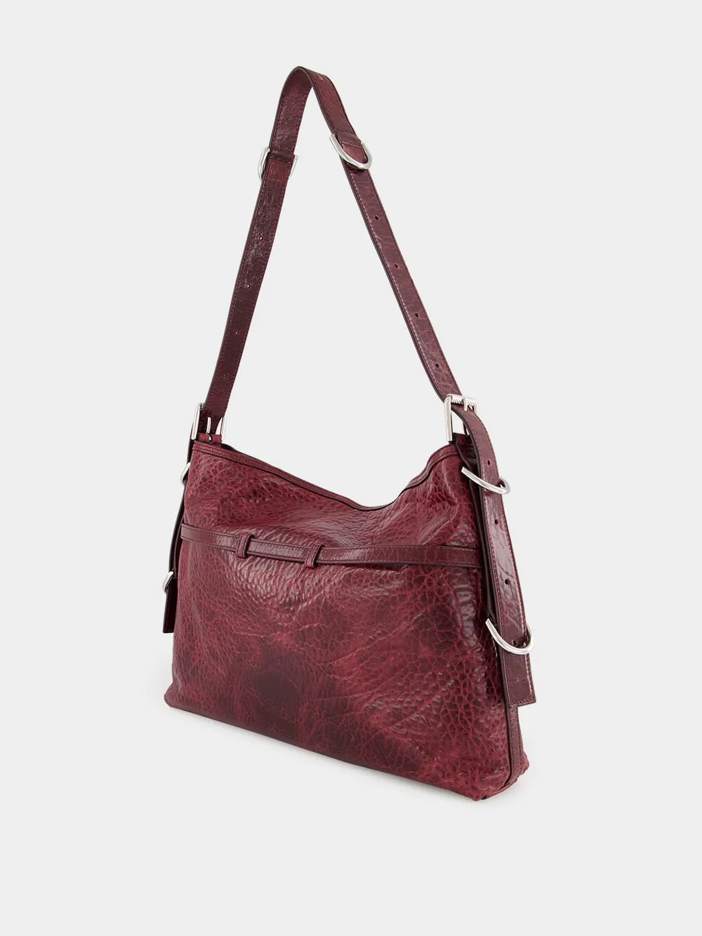 Burgundy Medium Voyou Leather Shoulder Bag