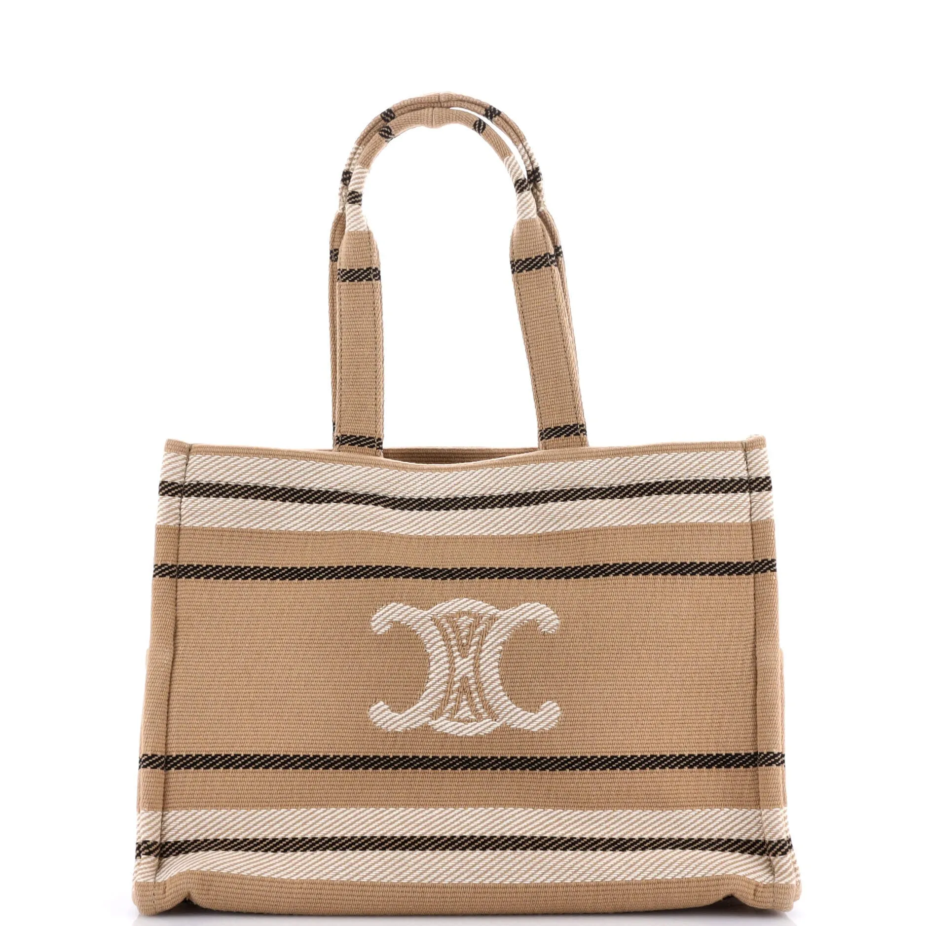 Cabas Thais Tote Triomphe Striped Jacquard Textile Large