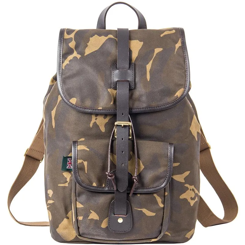 Camouflage Canvas Leather Mens Large 14'' Laptop Backpack College Backpack Hiking Backpack for Men