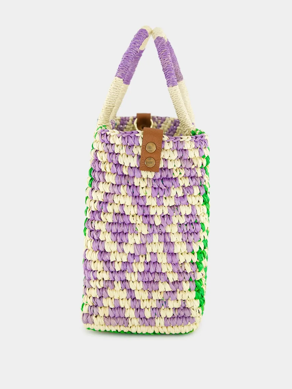 Canasta Patterned Medium Handbag with Leather Strap
