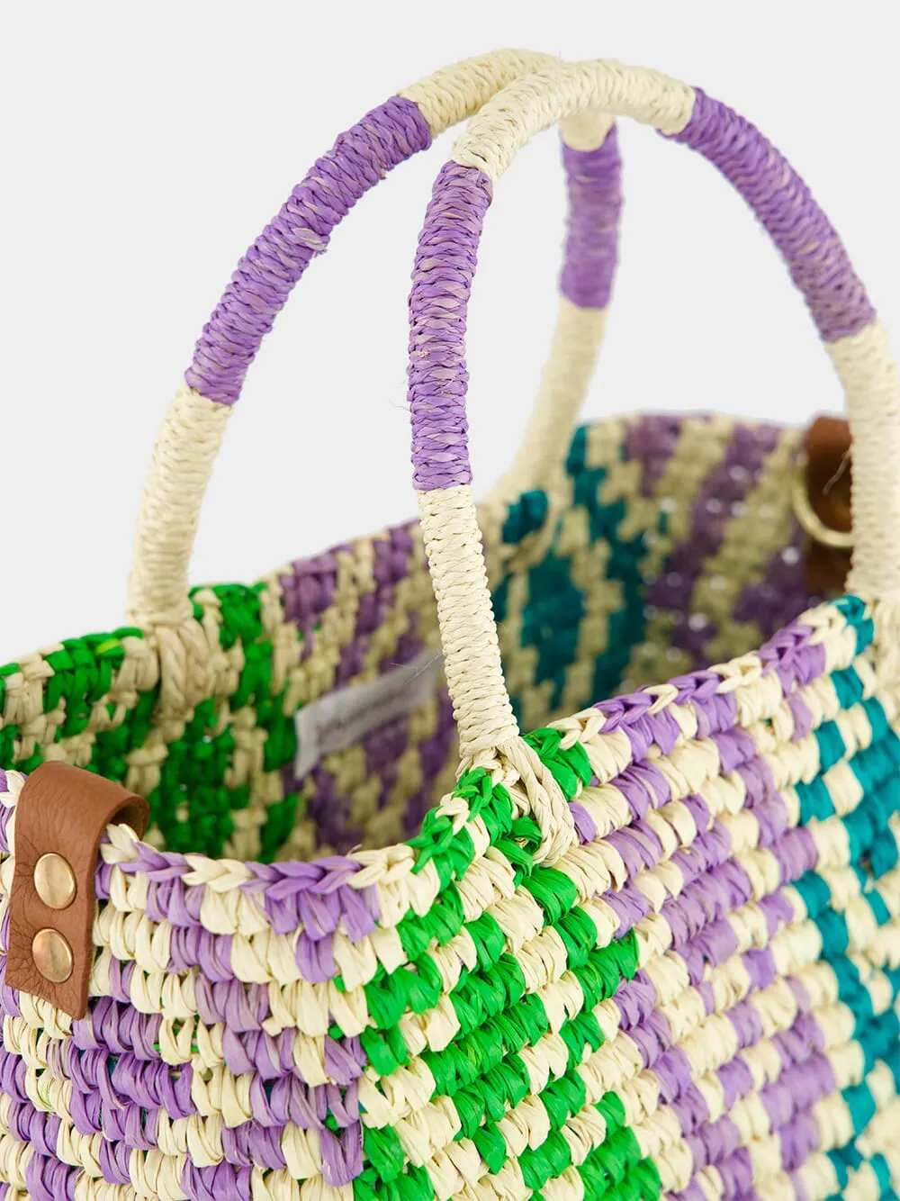 Canasta Patterned Medium Handbag with Leather Strap