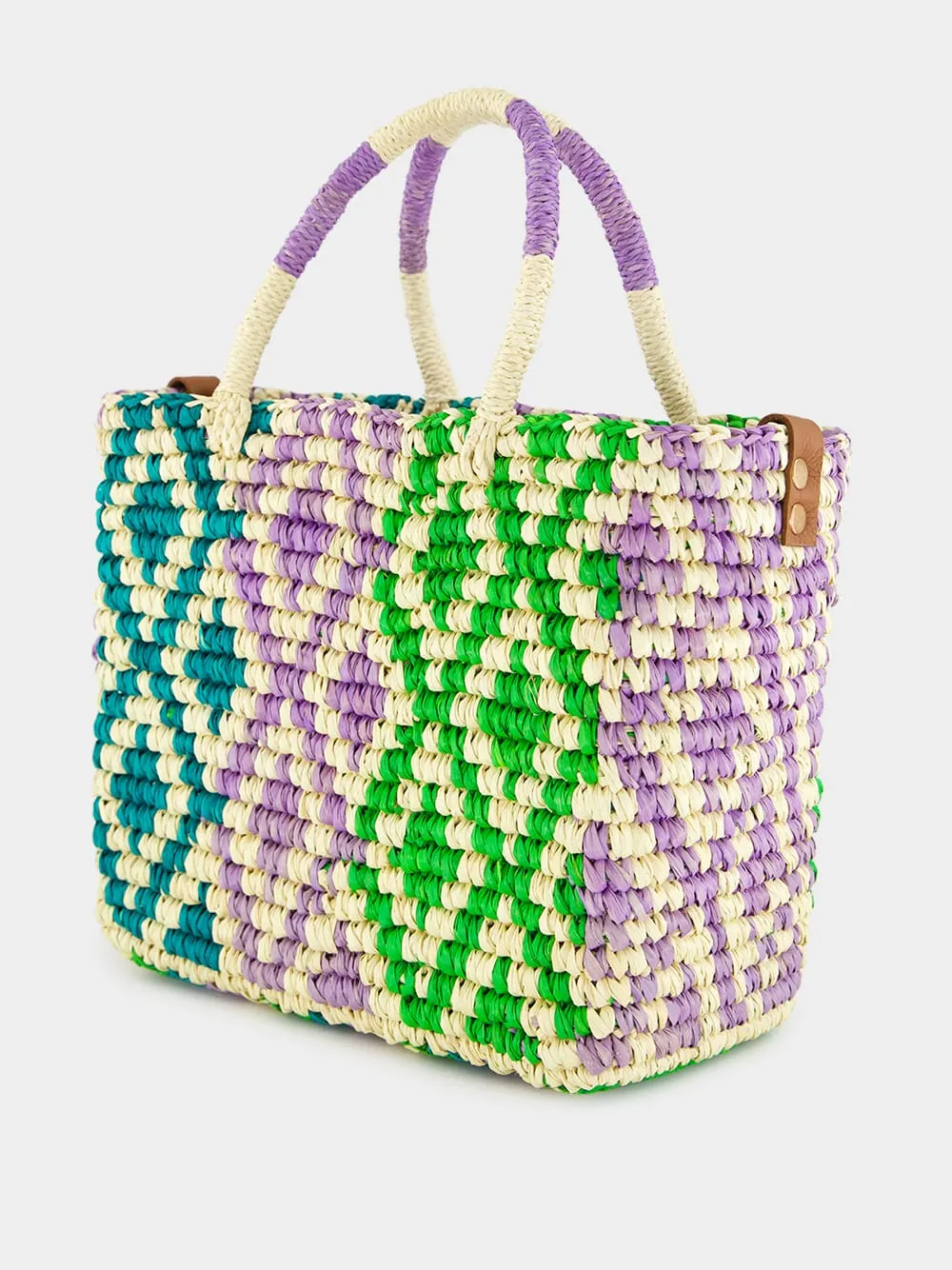 Canasta Patterned Medium Handbag with Leather Strap