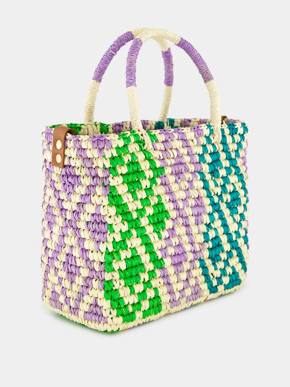 Canasta Patterned Medium Handbag with Leather Strap