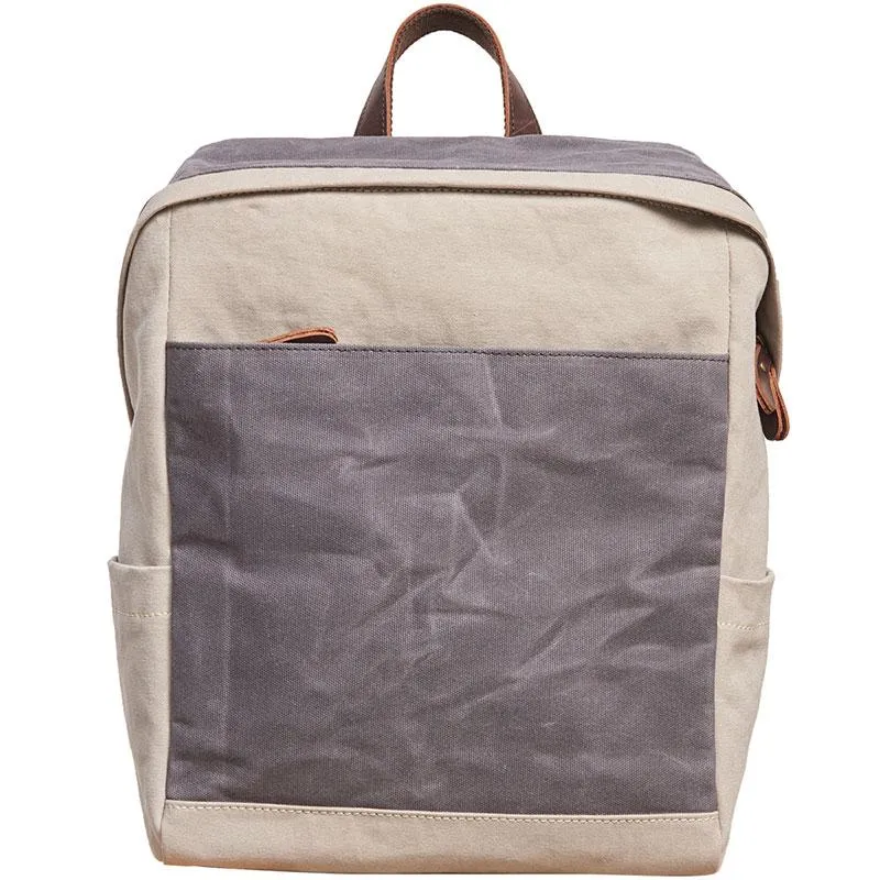 Canvas Gray Mens Cool Backpack Canvas Travel Bag Canvas School Bag for Men