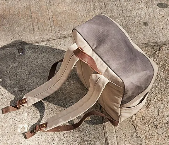 Canvas Gray Mens Cool Backpack Canvas Travel Bag Canvas School Bag for Men