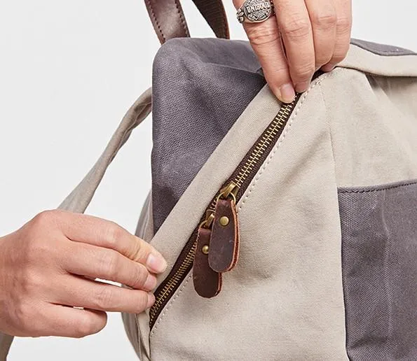 Canvas Gray Mens Cool Backpack Canvas Travel Bag Canvas School Bag for Men