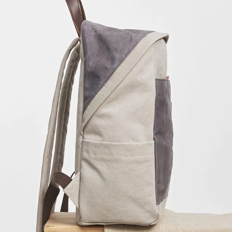 Canvas Gray Mens Cool Backpack Canvas Travel Bag Canvas School Bag for Men