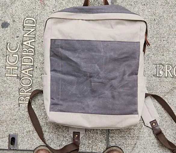 Canvas Gray Mens Cool Backpack Canvas Travel Bag Canvas School Bag for Men