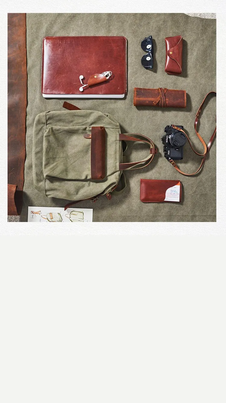 Canvas Mens Backpacks Canvas Green Satchel Backpack Canvas Computer Backpack for Men