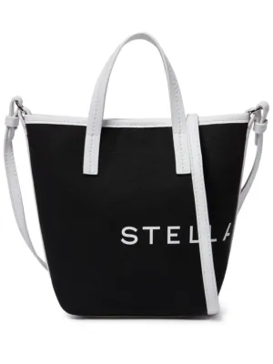 Canvas Tote Bag With Contrasting Logo Prints