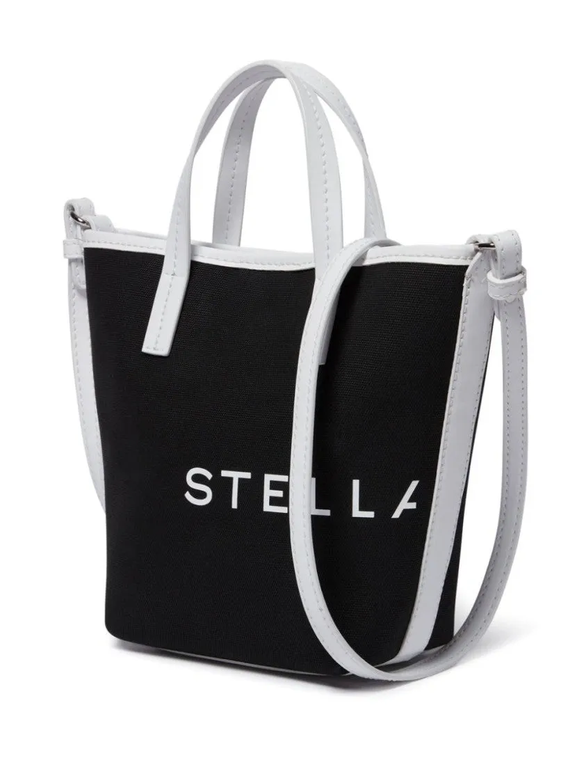 Canvas Tote Bag With Contrasting Logo Prints