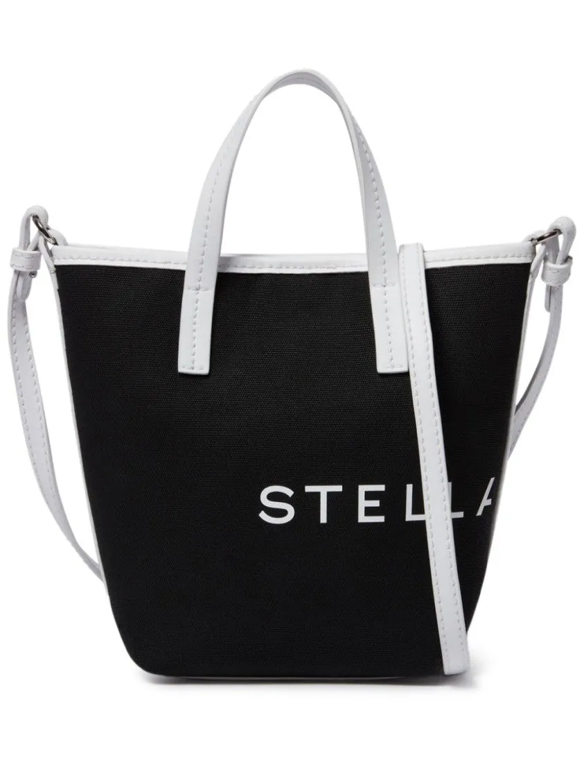 Canvas Tote Bag With Contrasting Logo Prints