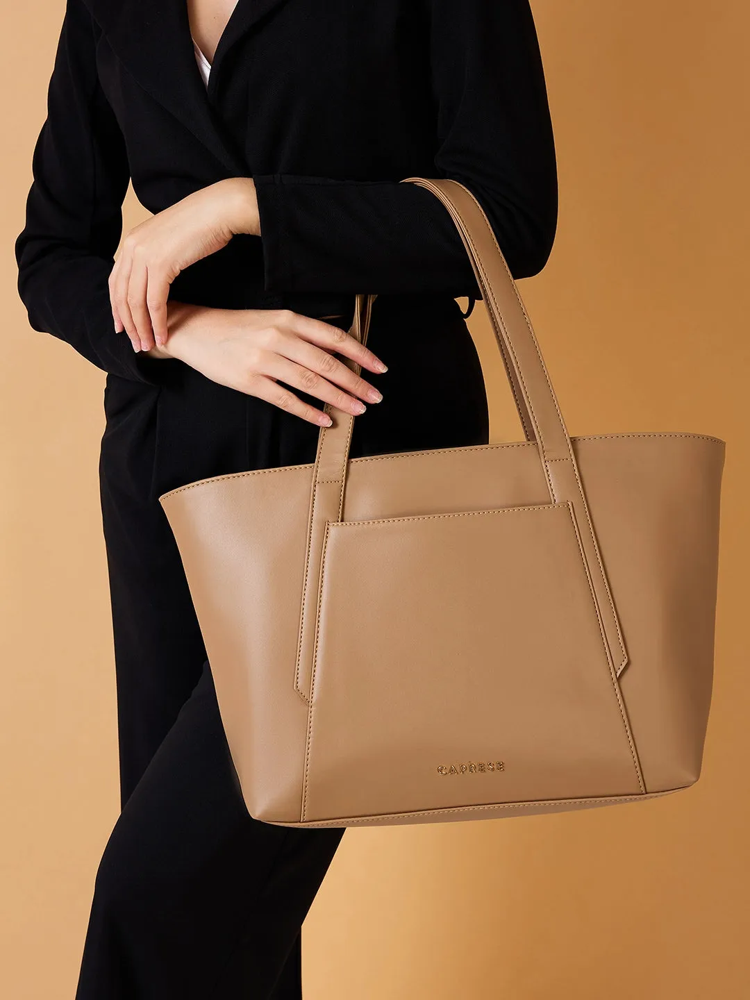 Caprese Aarya Large Beige Tote Bag