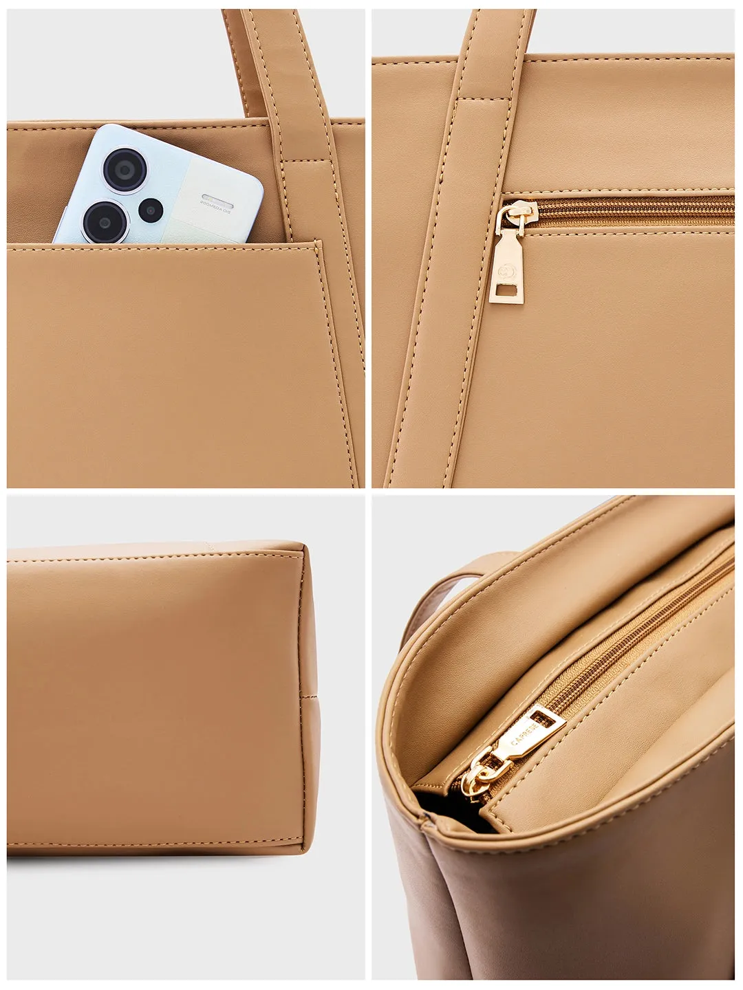 Caprese Aarya Large Beige Tote Bag