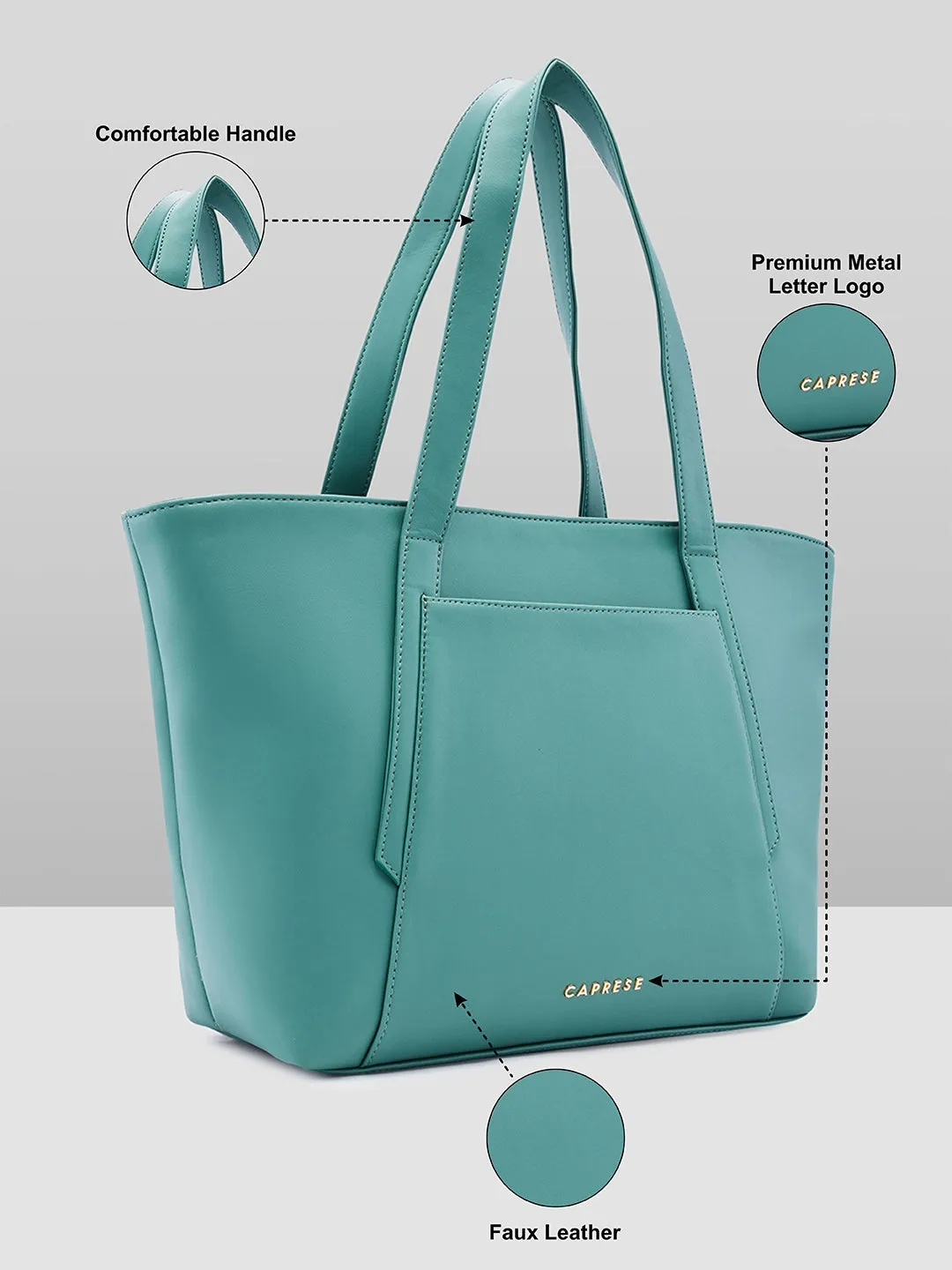 Caprese Aarya Large Mint Tote Bag