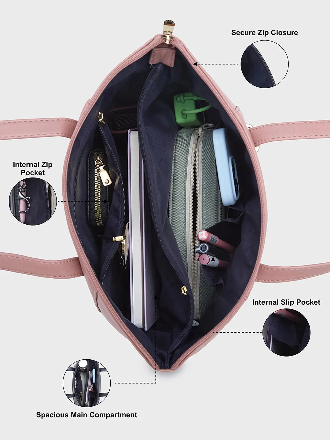 Caprese Afra Medium Blush Tote Bag