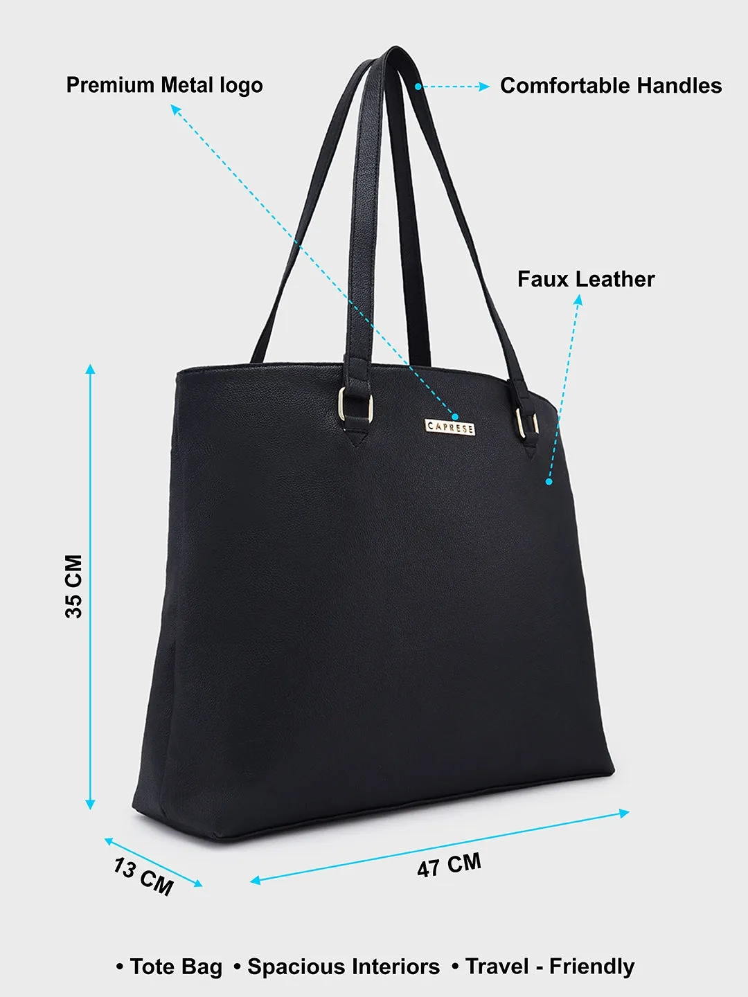 Caprese Amelia Medium Black Tote Bag