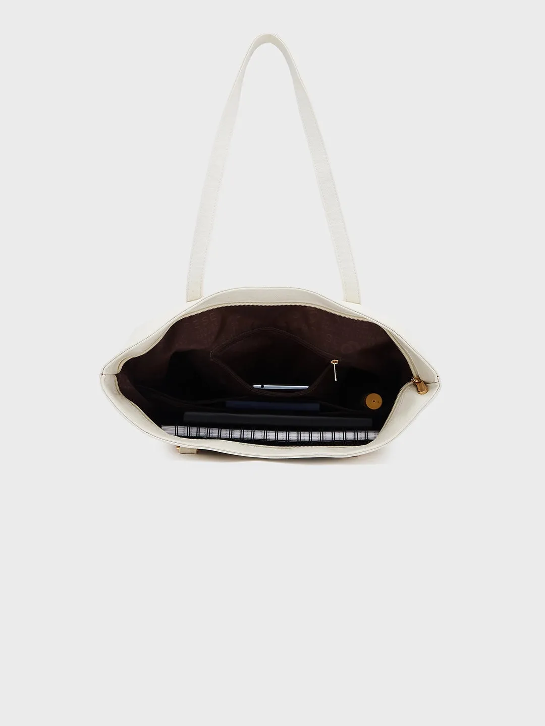 Caprese Amelia Medium Off White Tote Bag