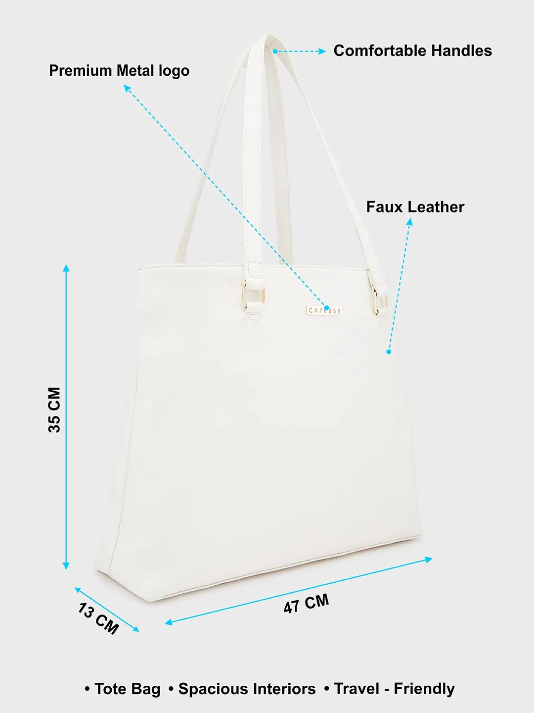 Caprese Amelia Medium Off White Tote Bag