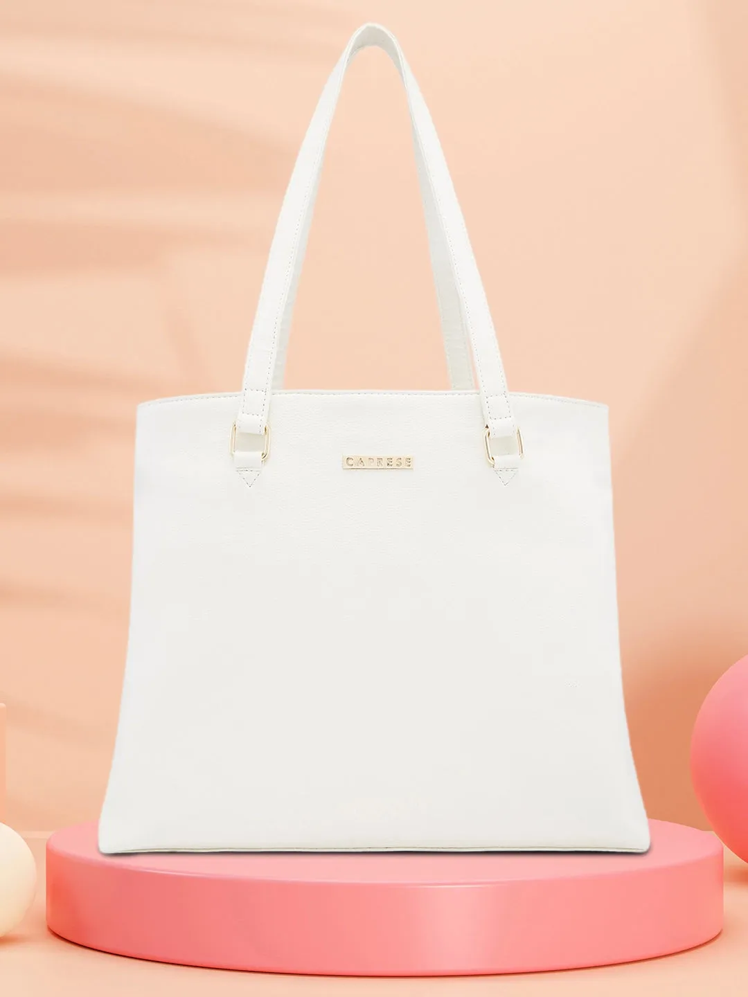 Caprese Amelia Medium Off White Tote Bag