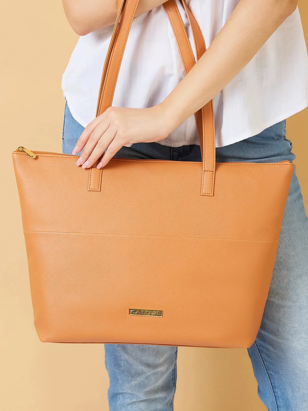 Caprese Annika Large Orange Tote Bag