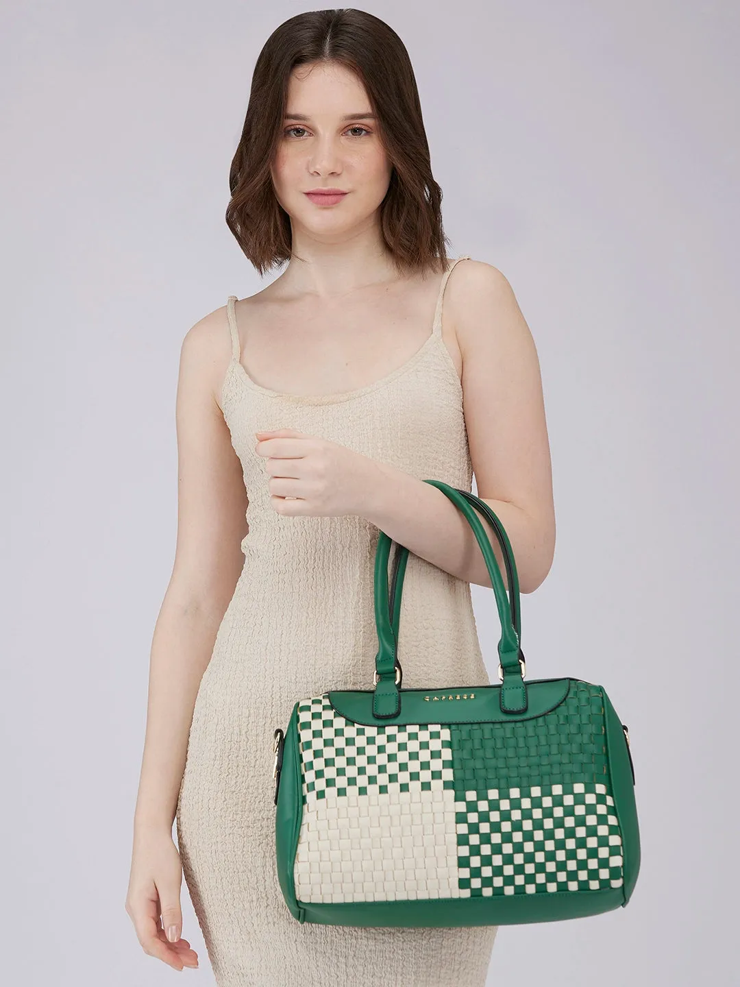 Caprese Aria Medium Green Satchel Bag