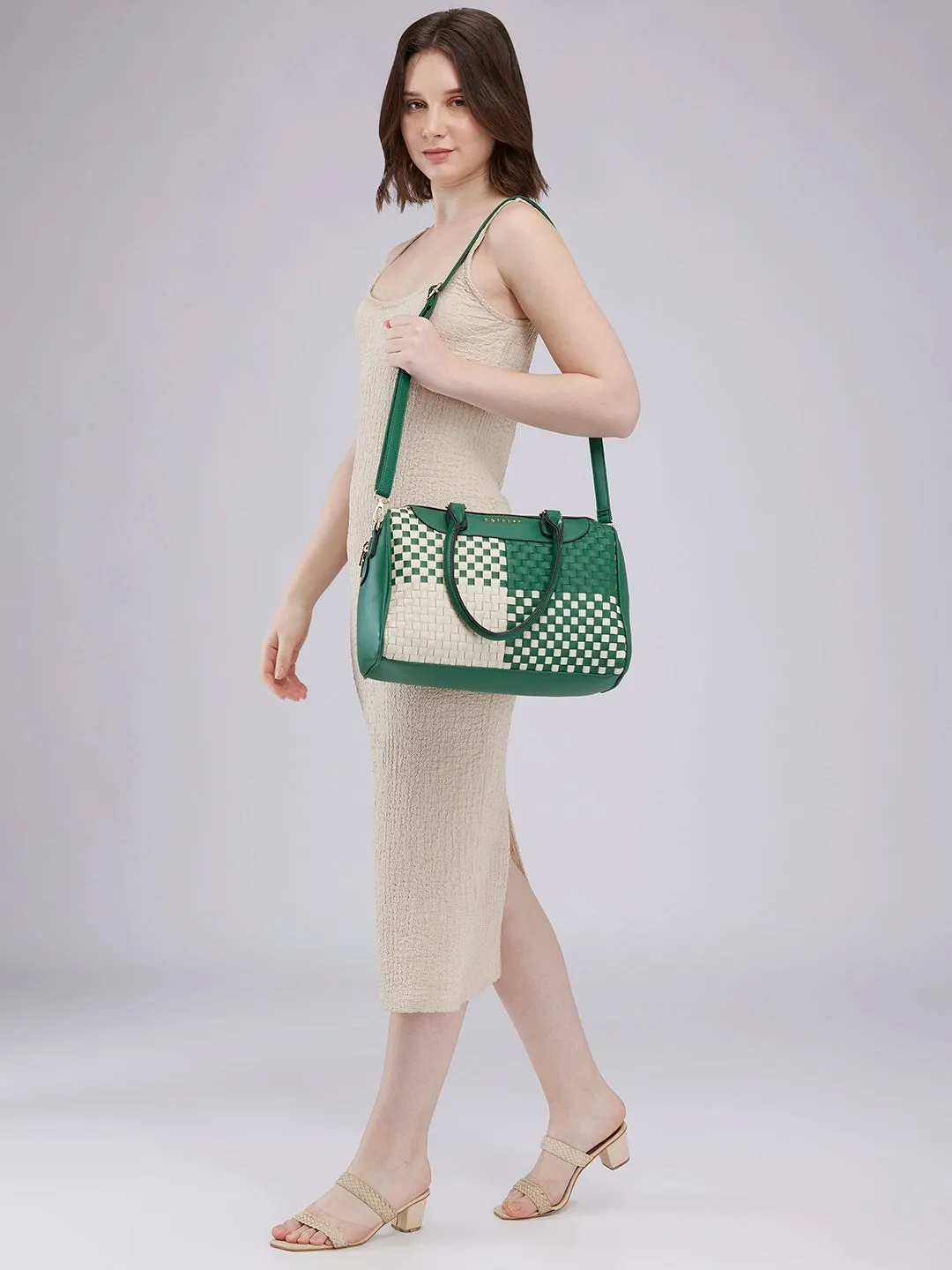 Caprese Aria Medium Green Satchel Bag