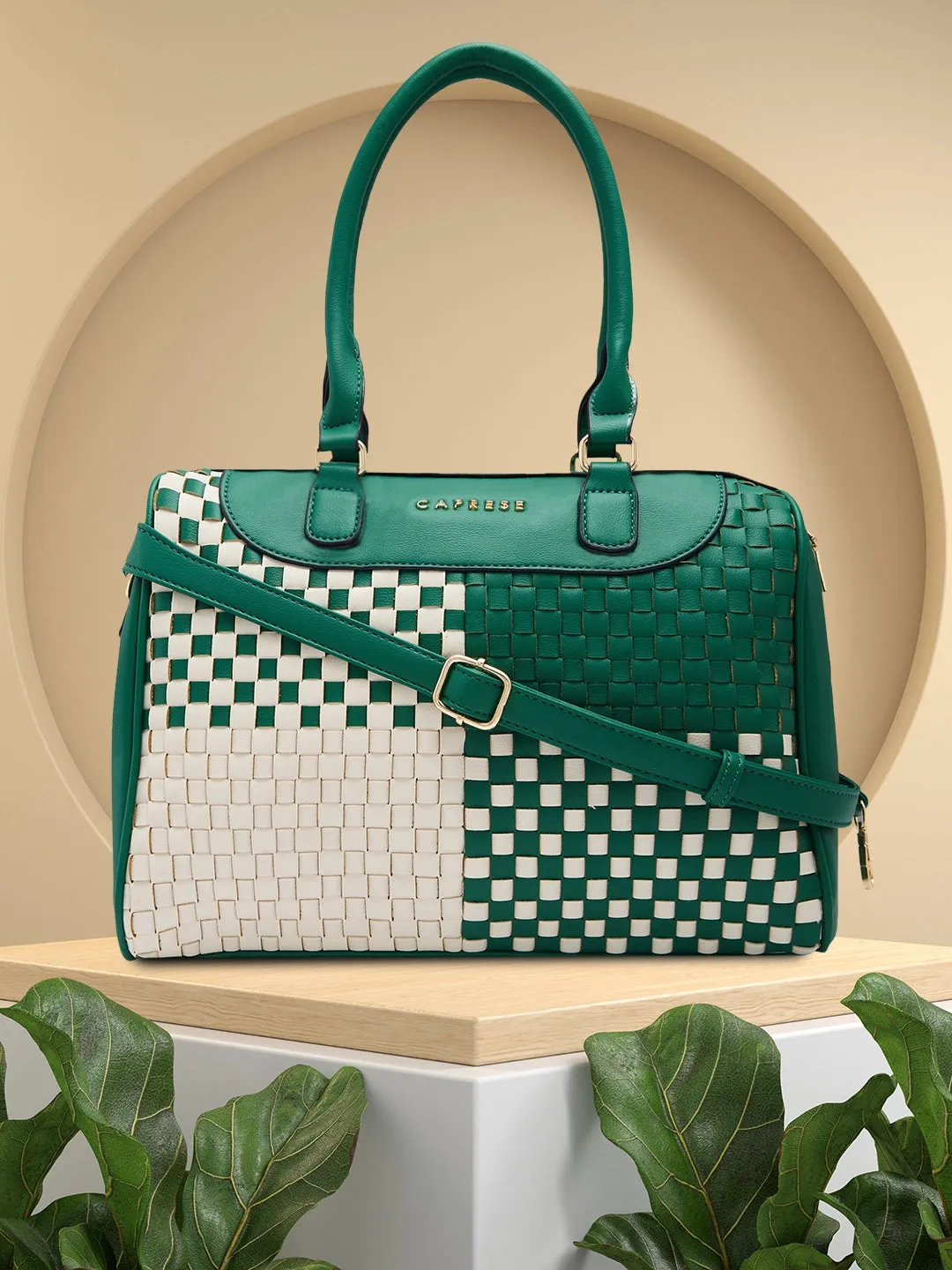 Caprese Aria Medium Green Satchel Bag