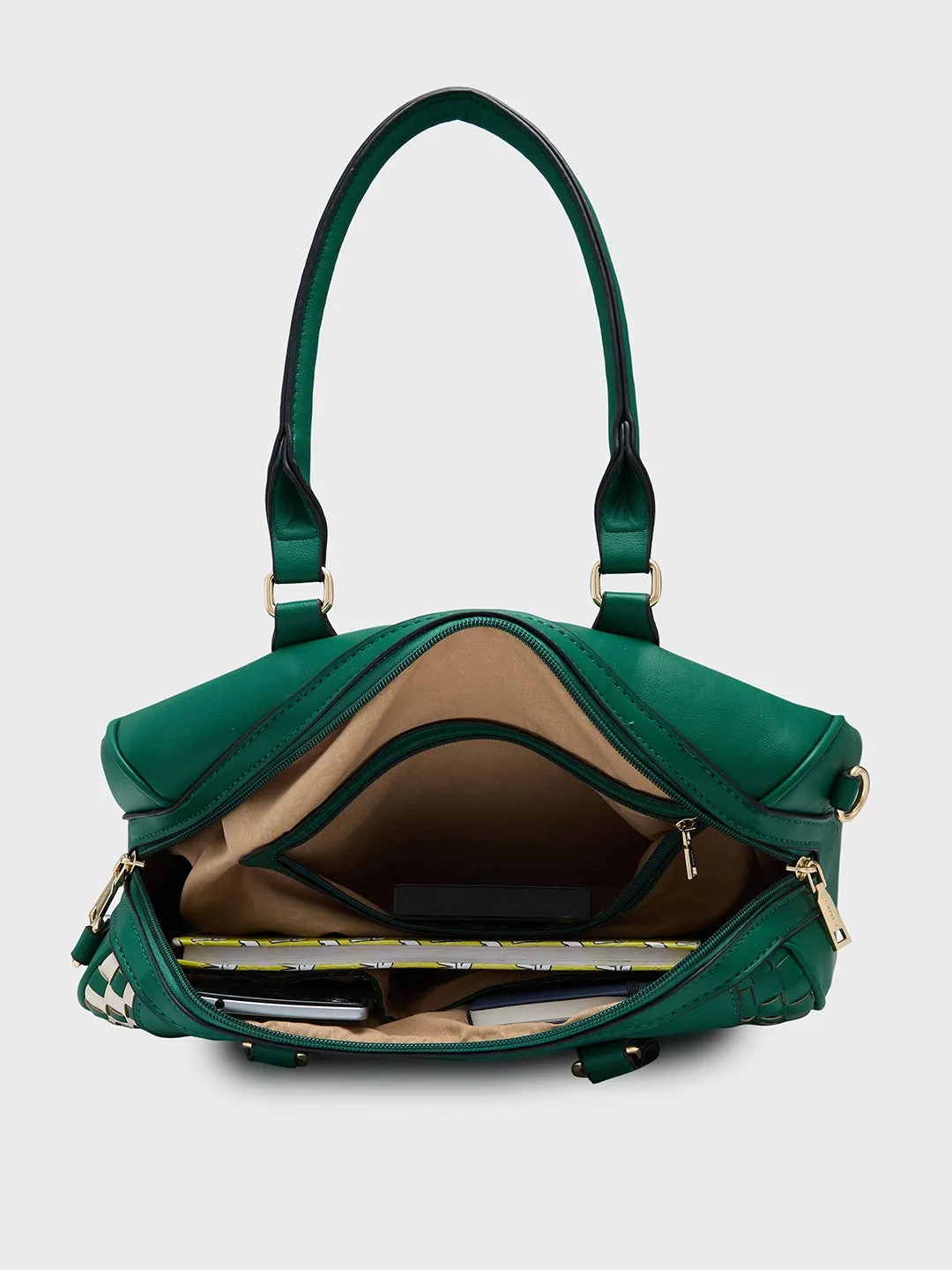 Caprese Aria Medium Green Satchel Bag