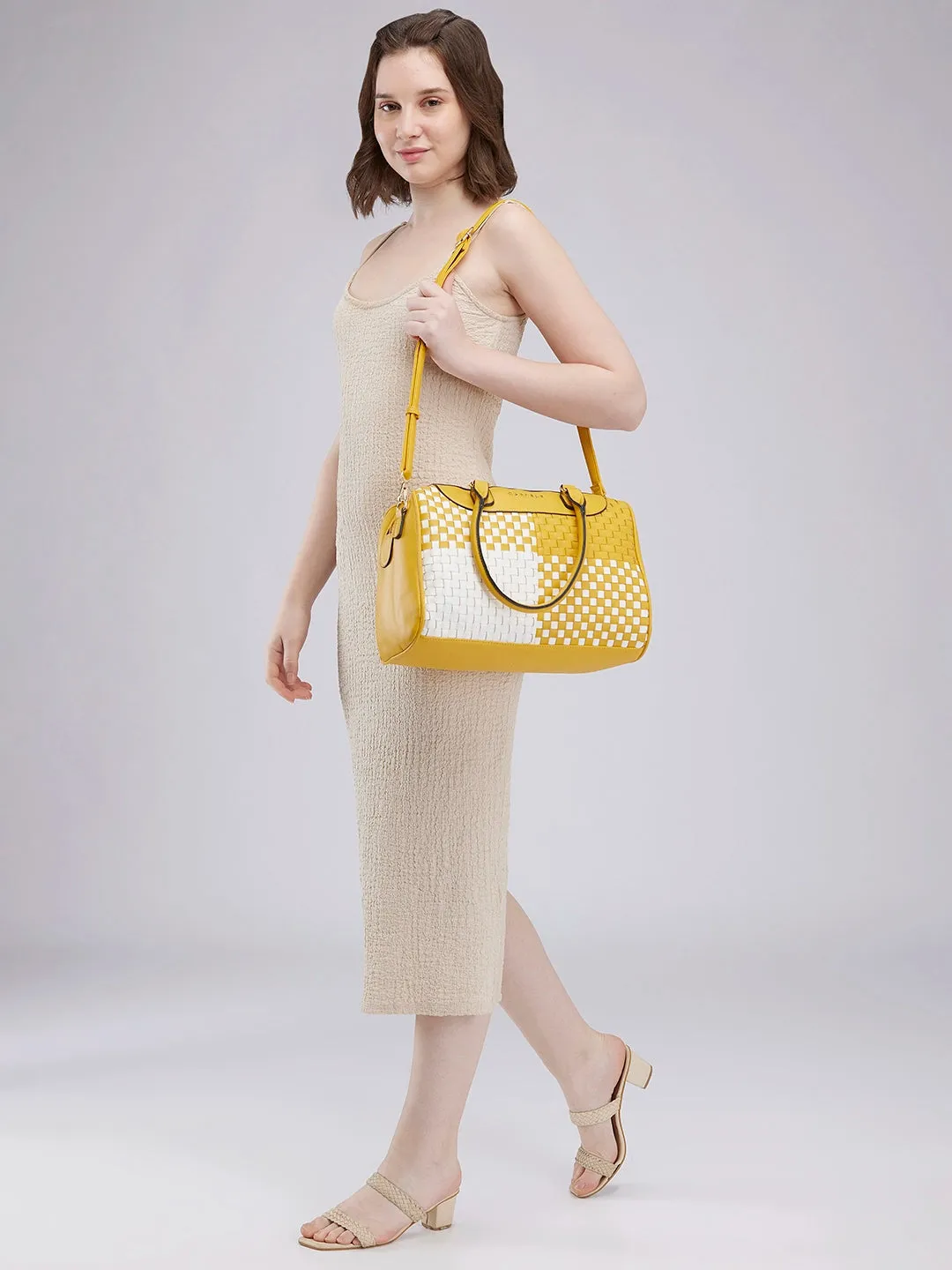 Caprese Aria Medium Mustard Satchel Bag