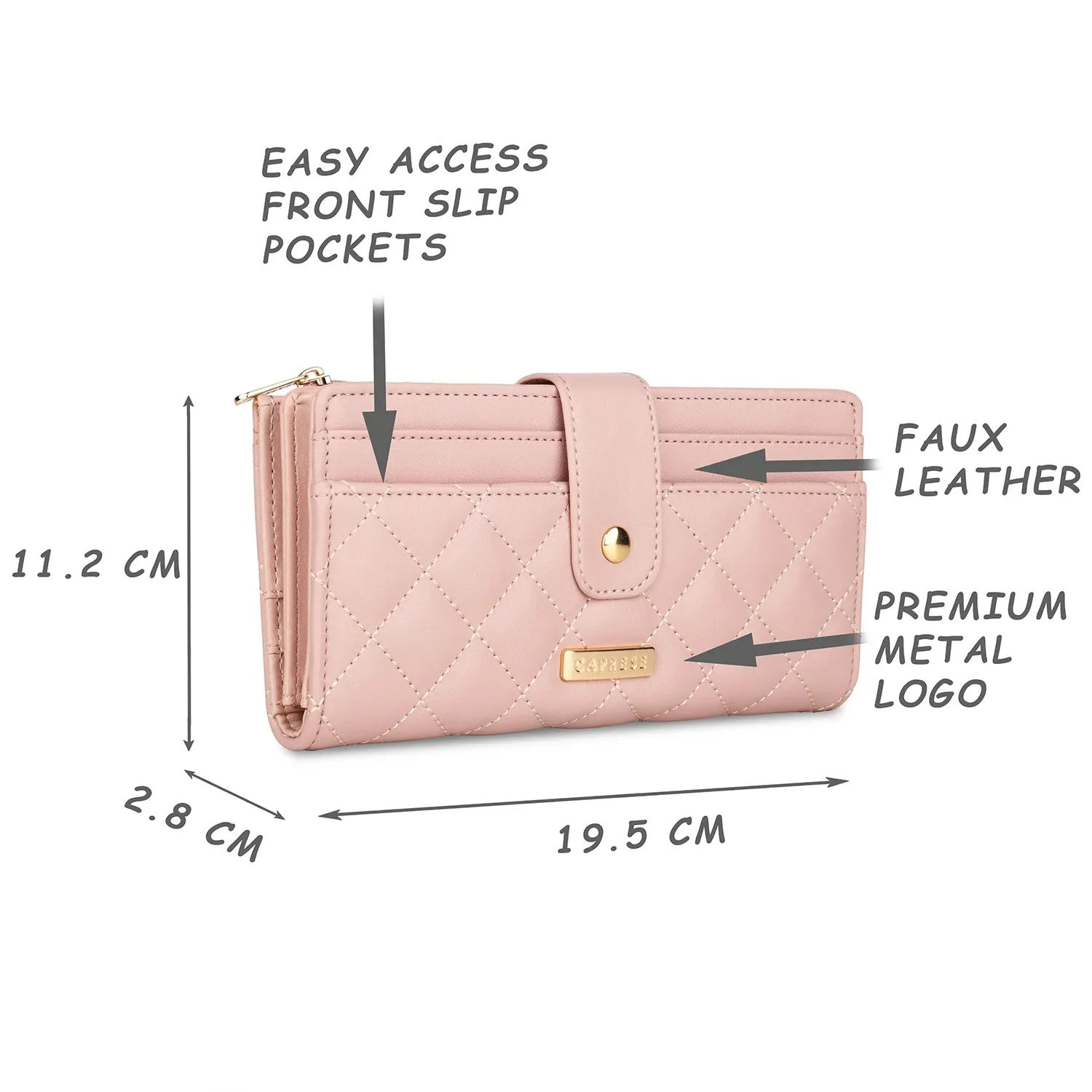 Caprese Athena Medium Soft Pink Fold Wallet