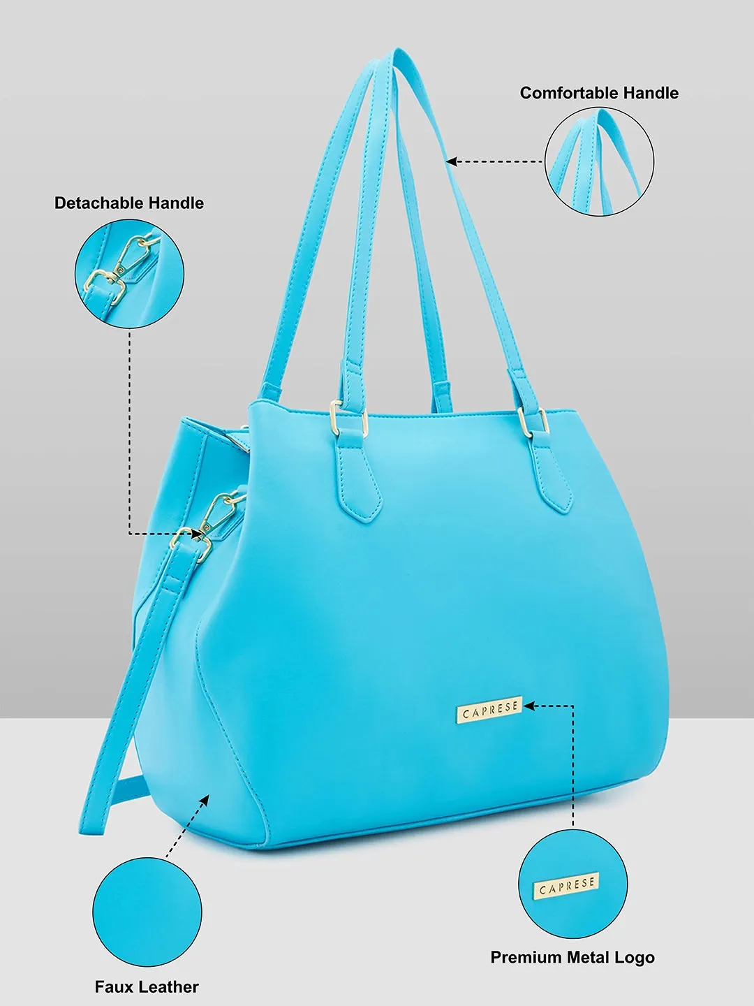 Caprese Augustina Medium Bluish Green Tote Bag