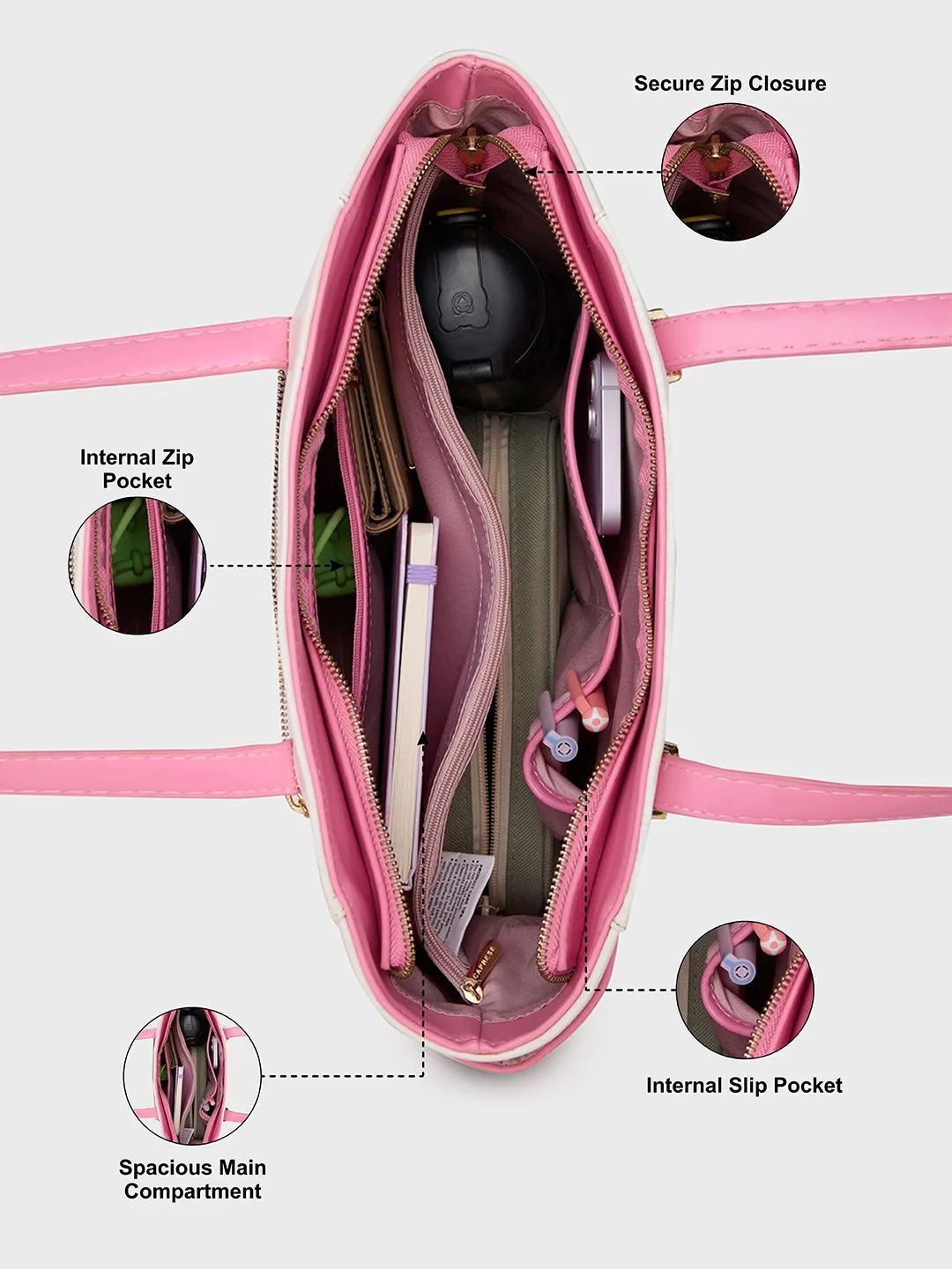 Caprese Aurora Medium Pink Tote Bag