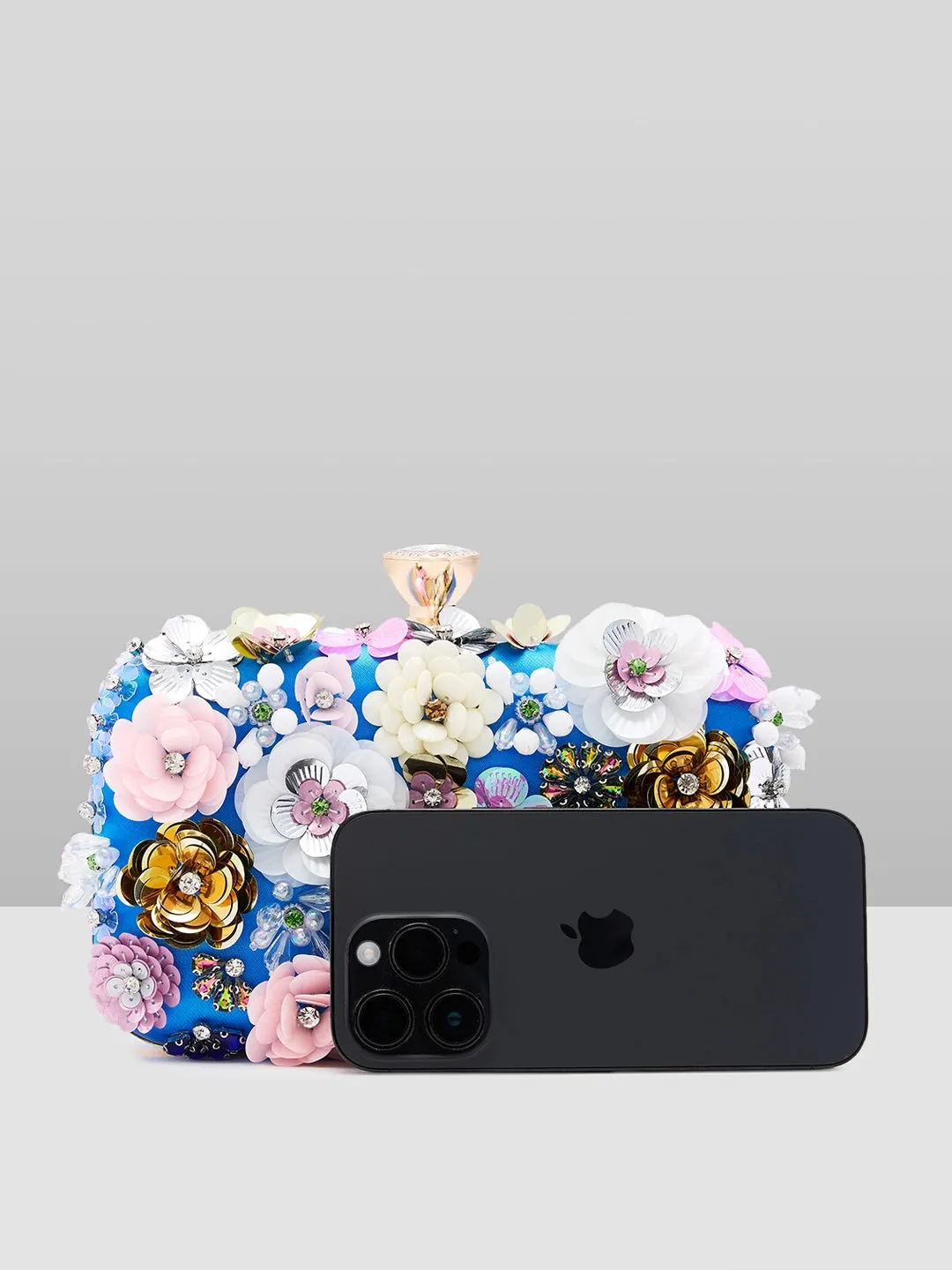 Caprese Ava Floral Small Blue Clutch Box