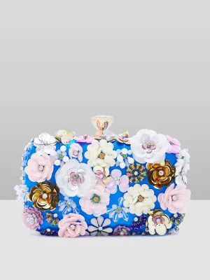 Caprese Ava Floral Small Blue Clutch Box