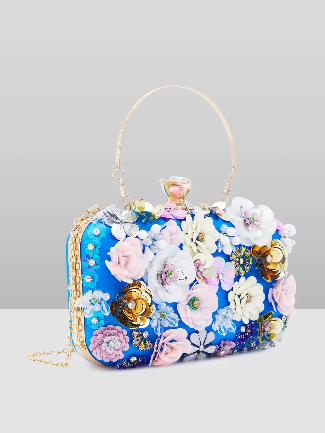 Caprese Ava Floral Small Blue Clutch Box