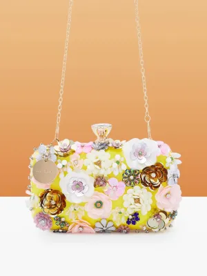 Caprese Ava Floral Small Yellow Clutch Box