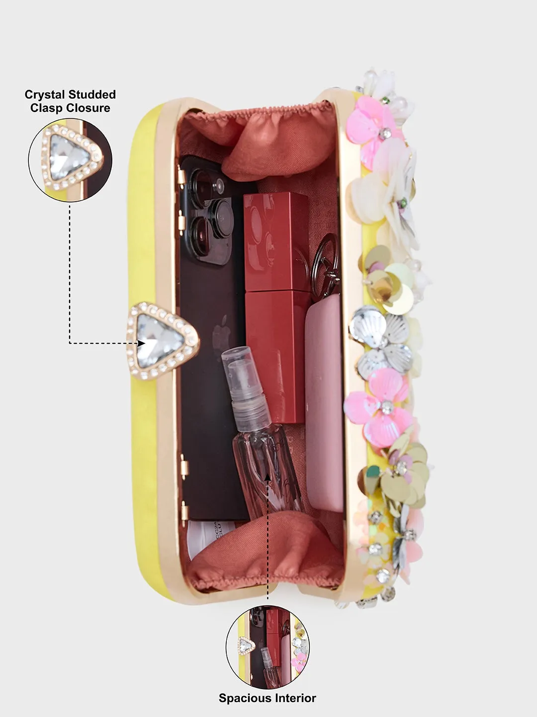 Caprese Ava Floral Small Yellow Clutch Box