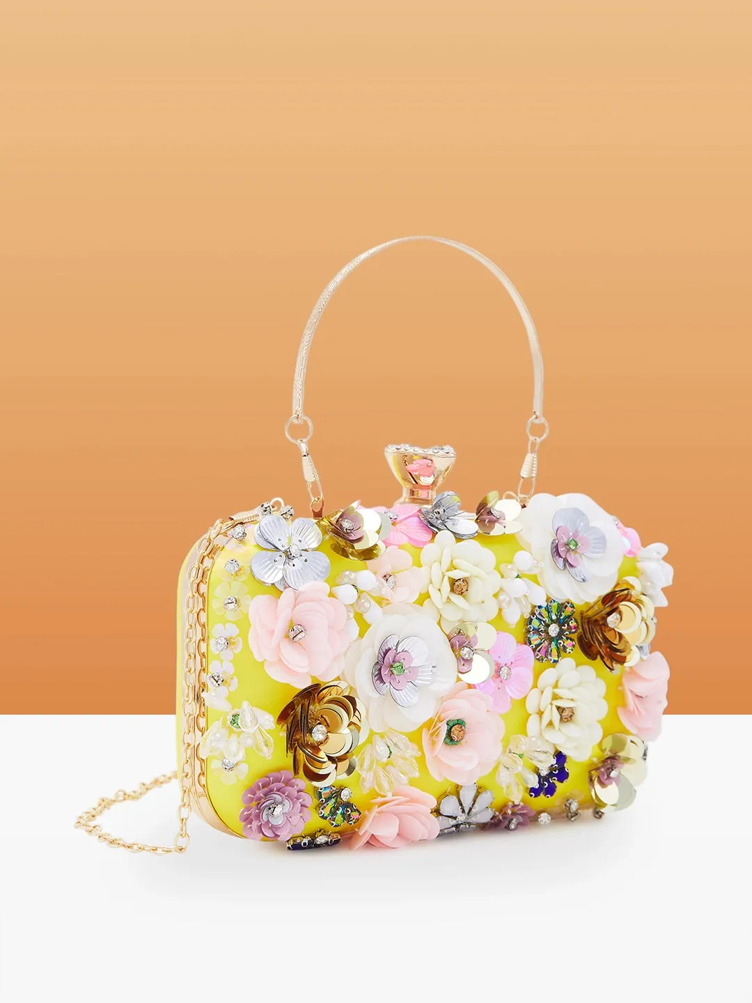 Caprese Ava Floral Small Yellow Clutch Box