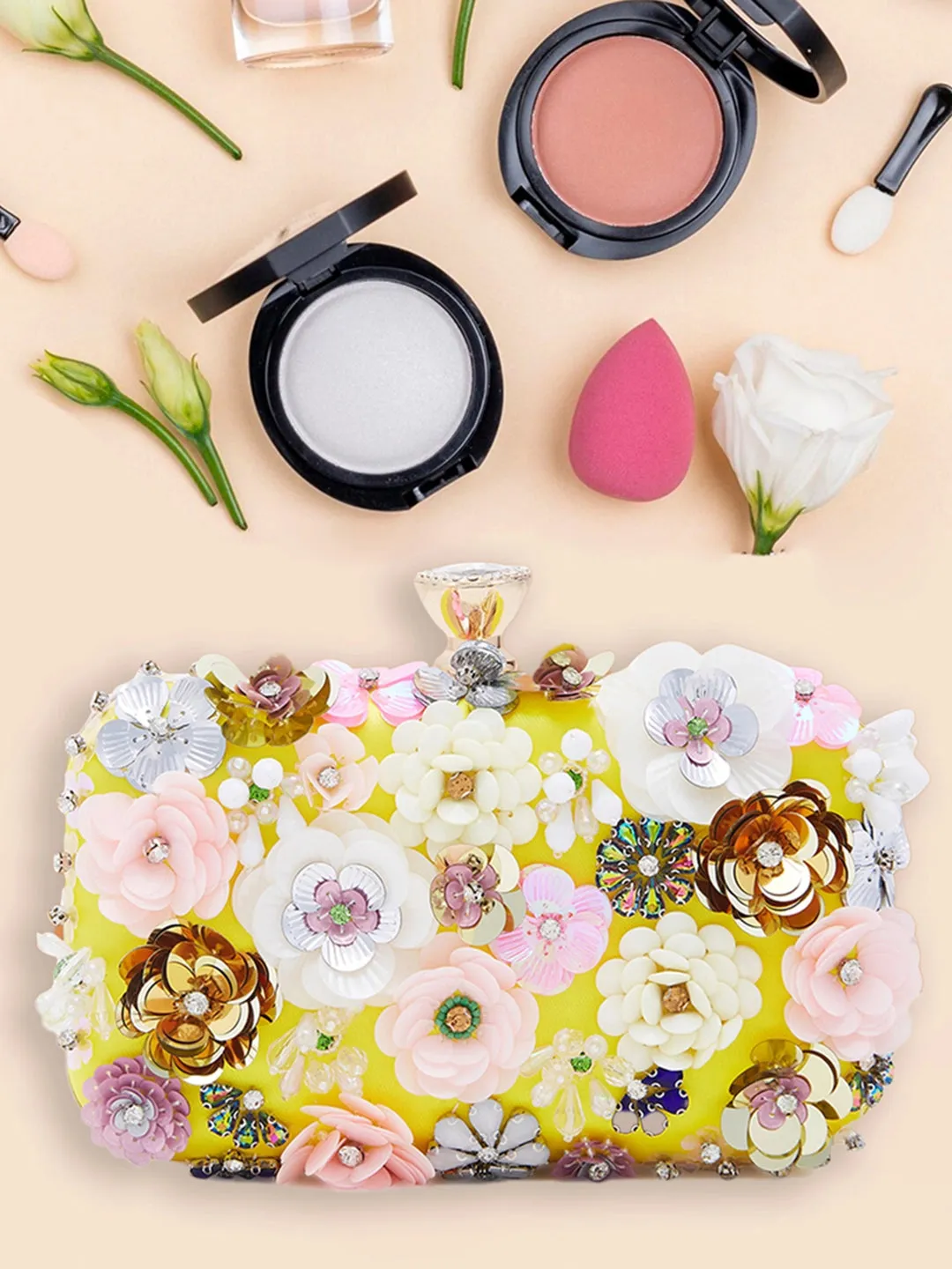 Caprese Ava Floral Small Yellow Clutch Box