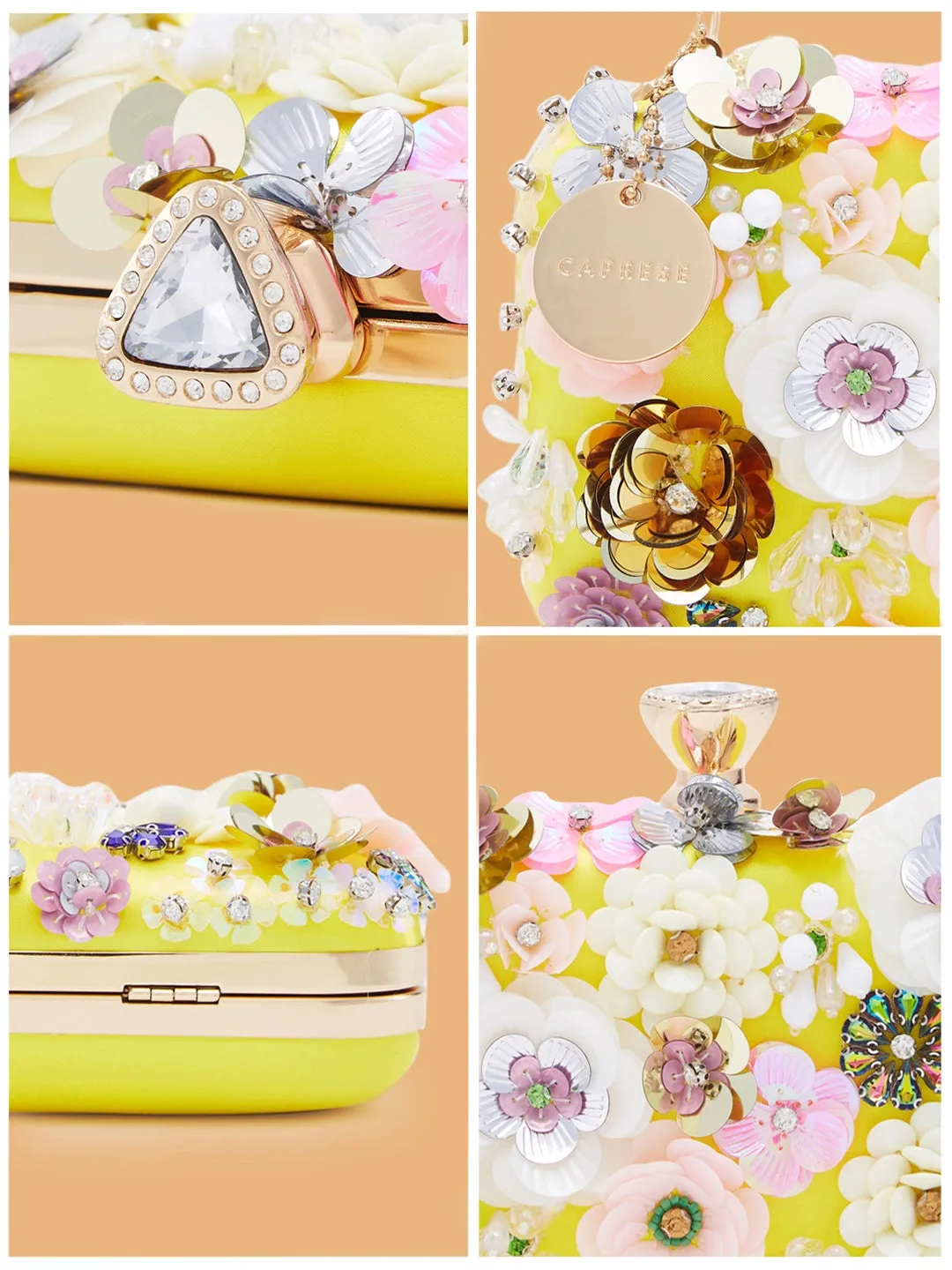Caprese Ava Floral Small Yellow Clutch Box